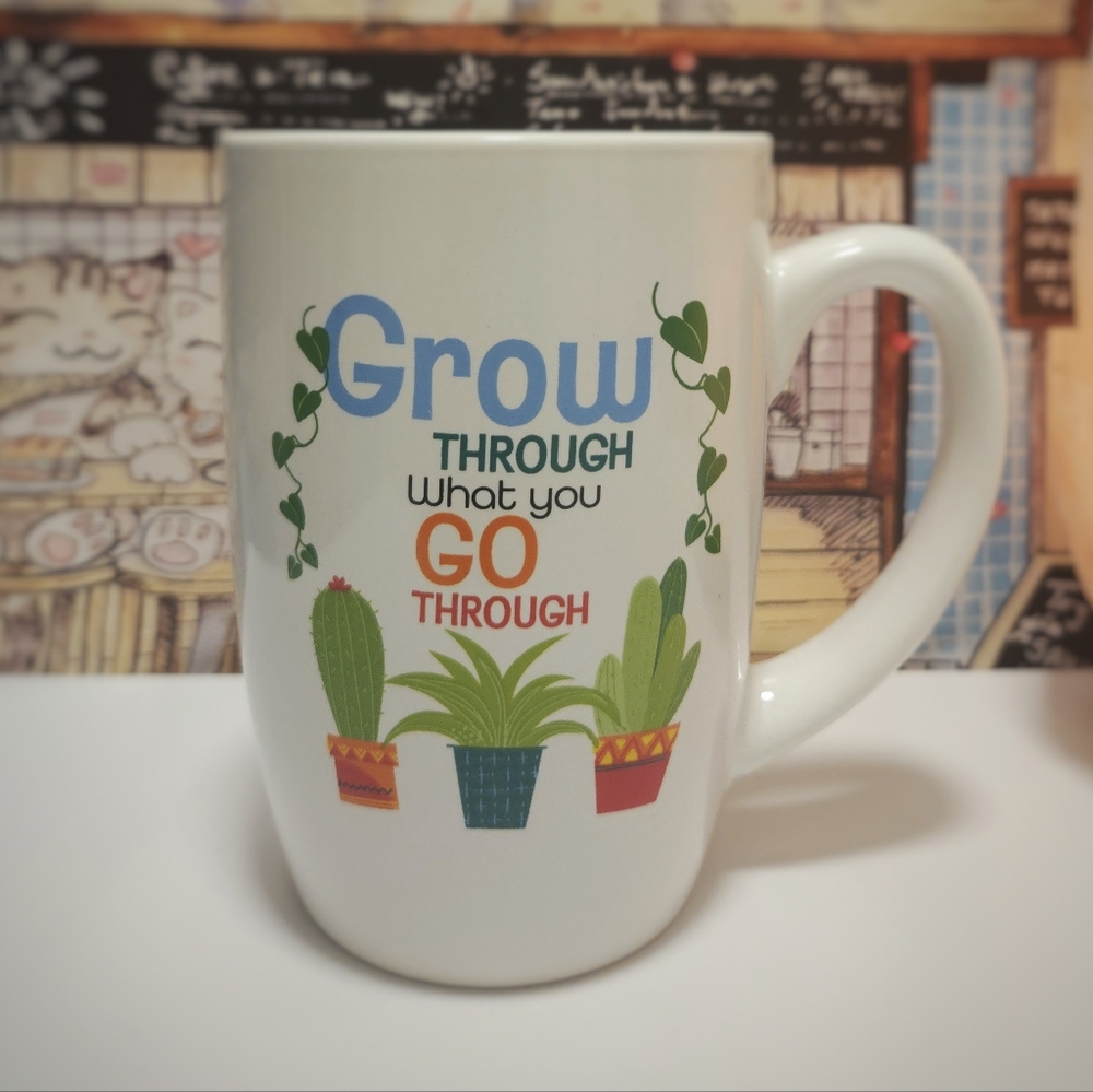 2/$15 Grow Through What You Go Through Inspirational Mug Plant Design